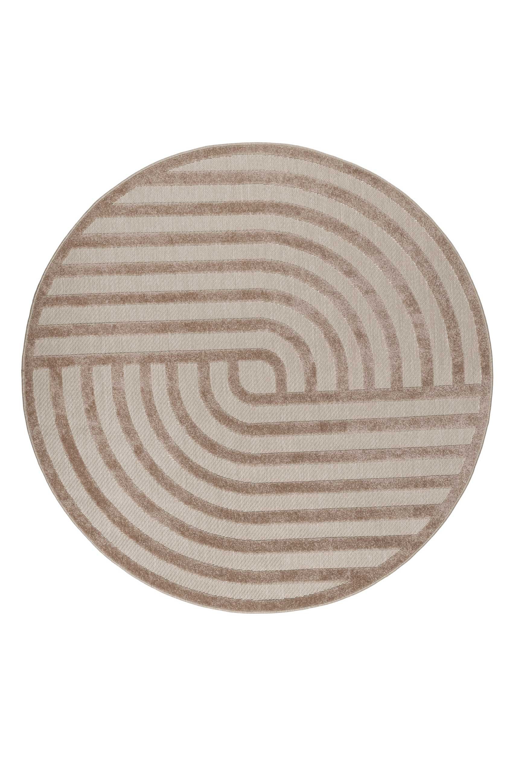 Esprit Outdoorteppich Spirit, ESP-54229, rund, Höhe: 6 mm, mit Hoch-Tief-Effekt, grafisch, modern, robust, Terrasse, Küche