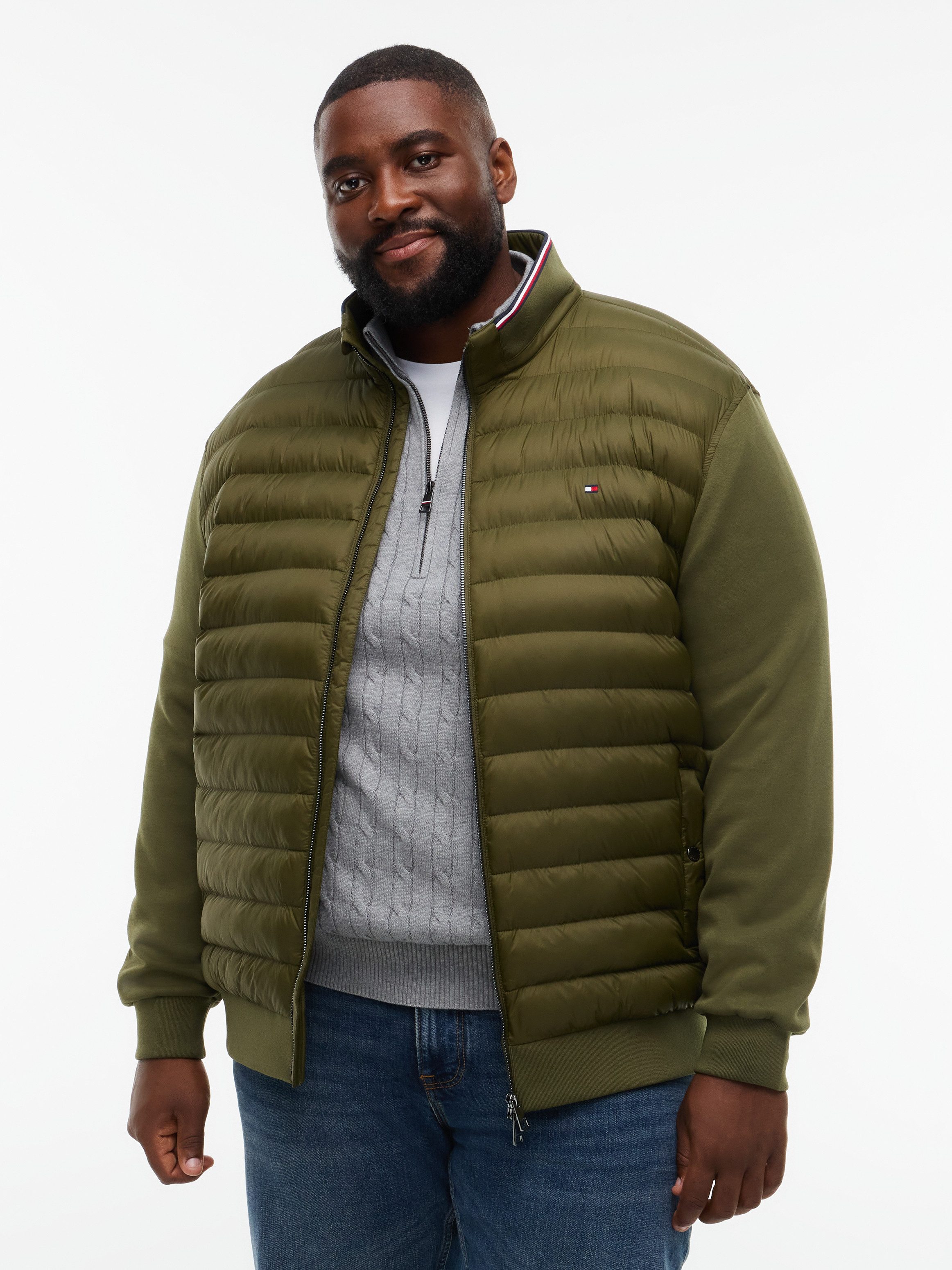 Tommy Hilfiger Big & Tall Sweatjacke BT-MIX MEDIA STAND CLLR-B mit gesteppten Vorderteil, normale Passform, Stehkragen