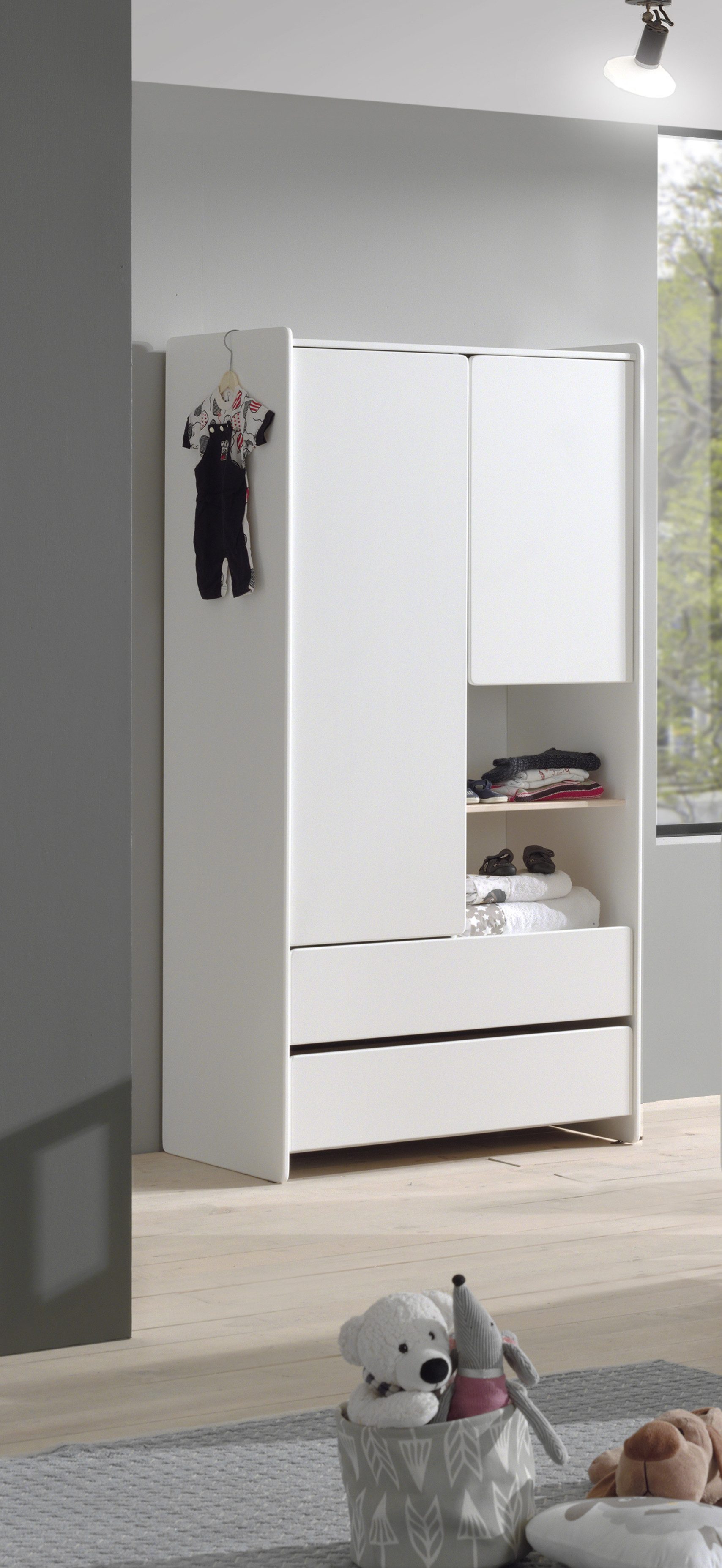 Faizee Möbel Babymöbel-Set Kiddy Babyzimmer Auswahl aus Wickelkommode, Regal und Schrank