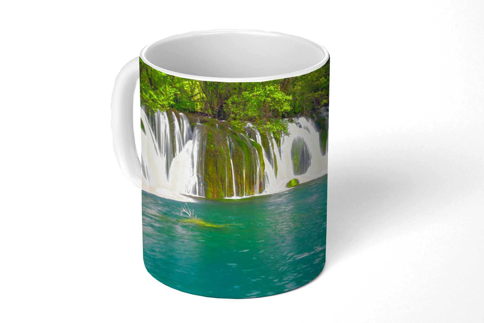 der Keramik, Die Becher, Thailands, in Geschenk Kaffeetassen, Tasse Natur MuchoWow Wasserfälle grüne Teetasse, oberhalb Teetasse,