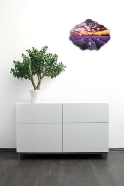 Kreative Feder Wanduhr Design-Wanduhr aus Stein (Beton) „Lavendel“ (Funk- oder Quarzuhrwerk; ohne Ticken; elegant, außergewöhnlich, modern)