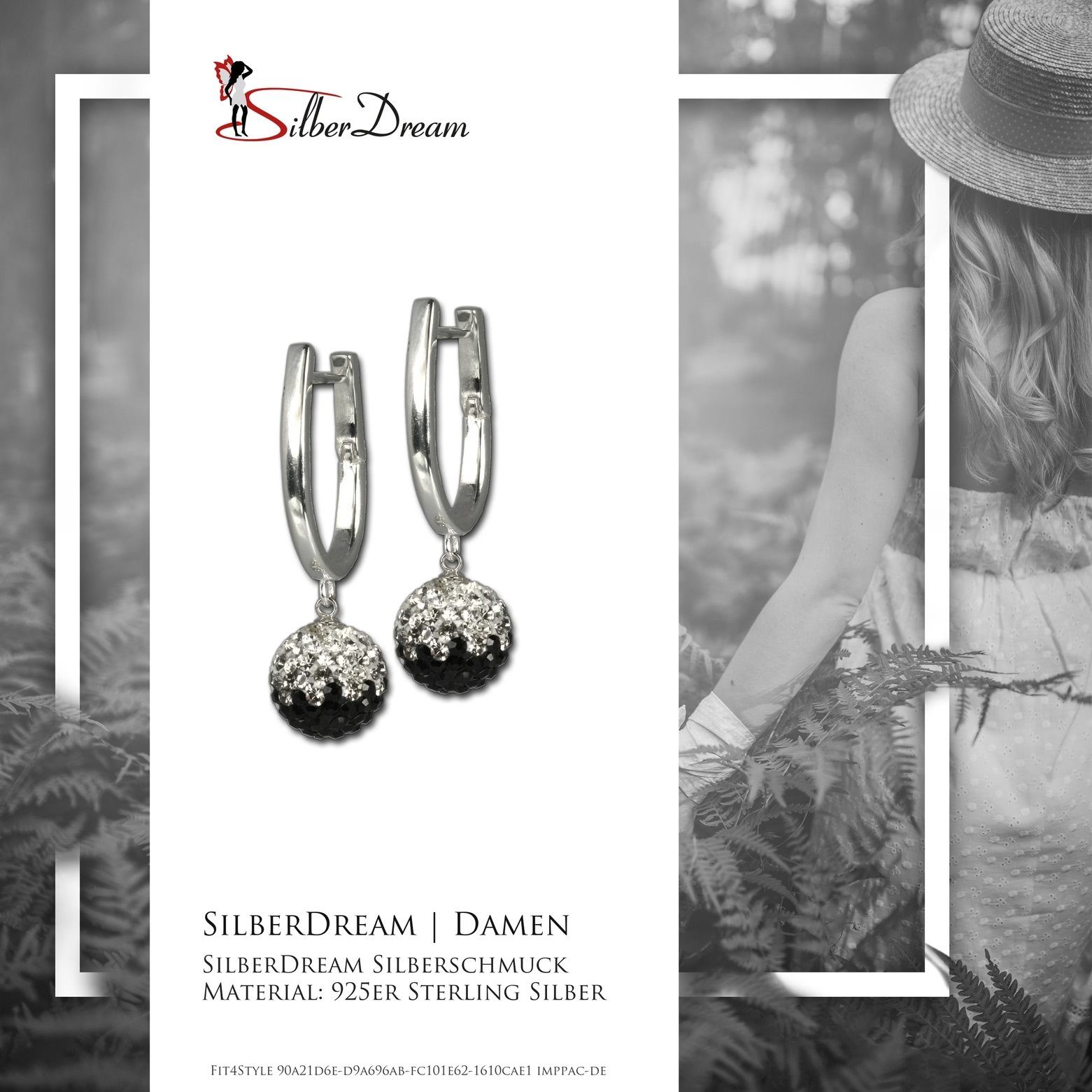 SilberDream Paar Creolen SilberDream schwarz weiß Ohrringe Zirkonia (Creole günstig online kaufen