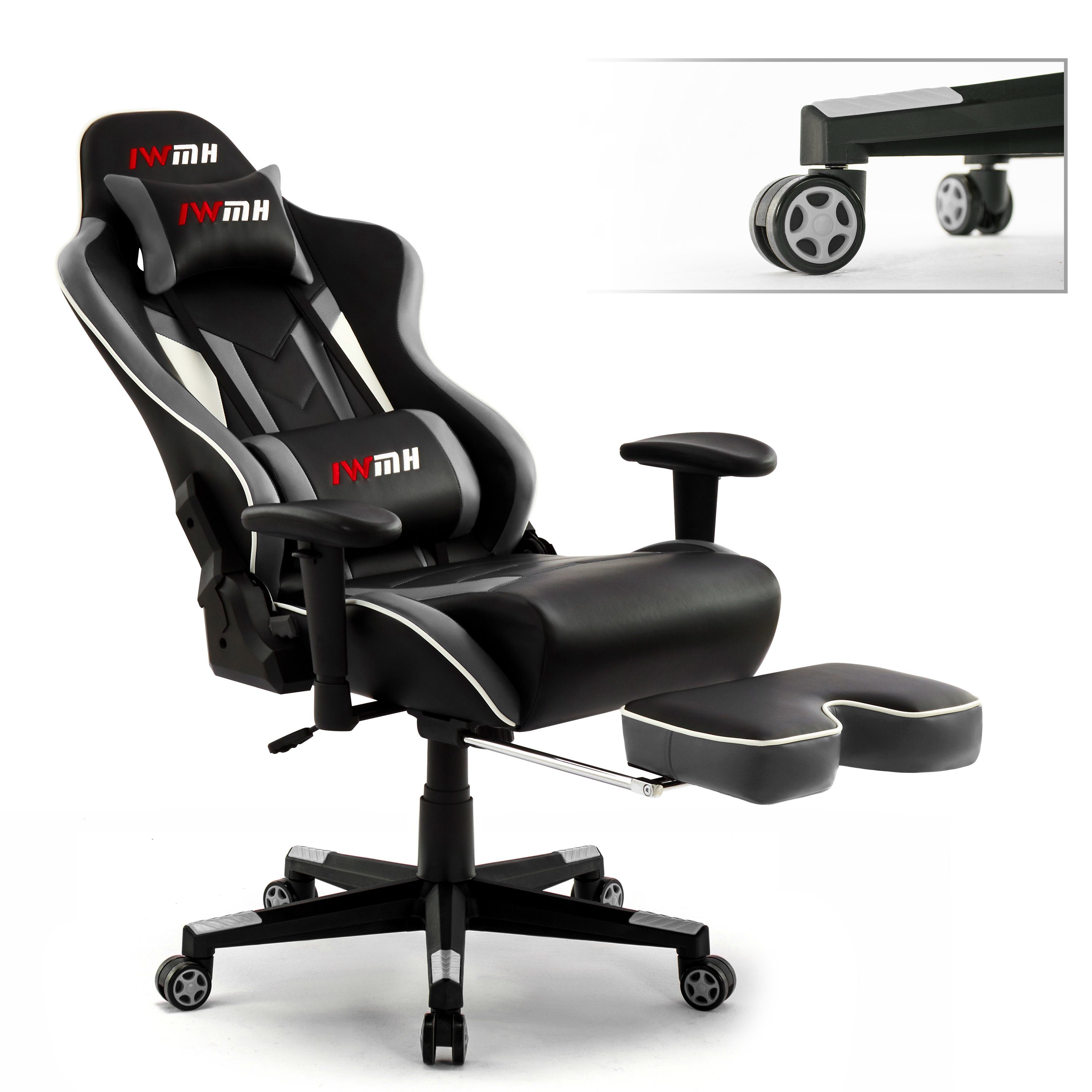 Intimate WM Heart Ergonomischer Fußstütze Versenkbarer grau Bürostuhl mit Gaming-Stuhl