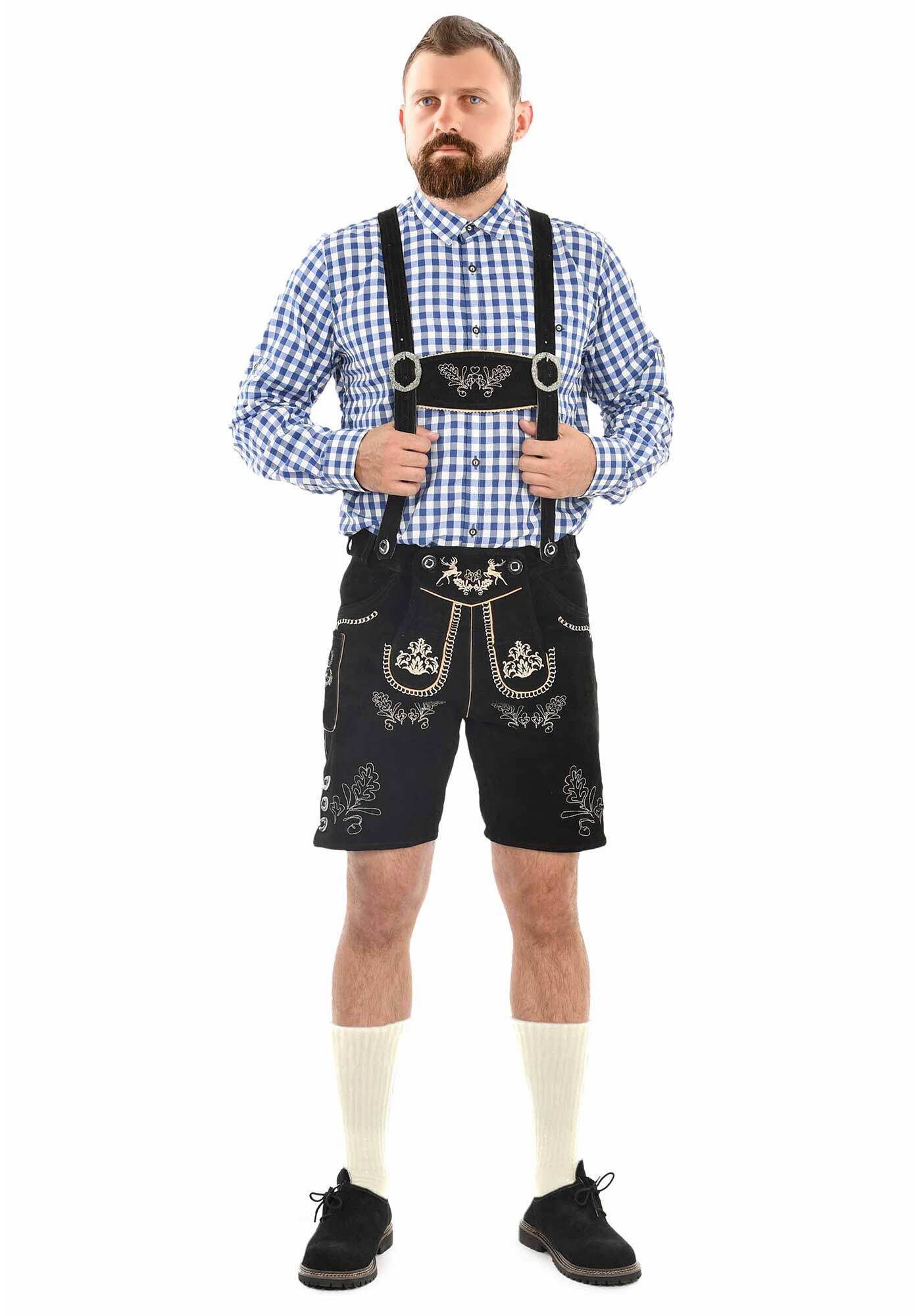 Alessandro Salvarini Trachtenlederhose ASFerdl Lederhose in Trachtenstil in kurzer Schnittform aus Echtleder