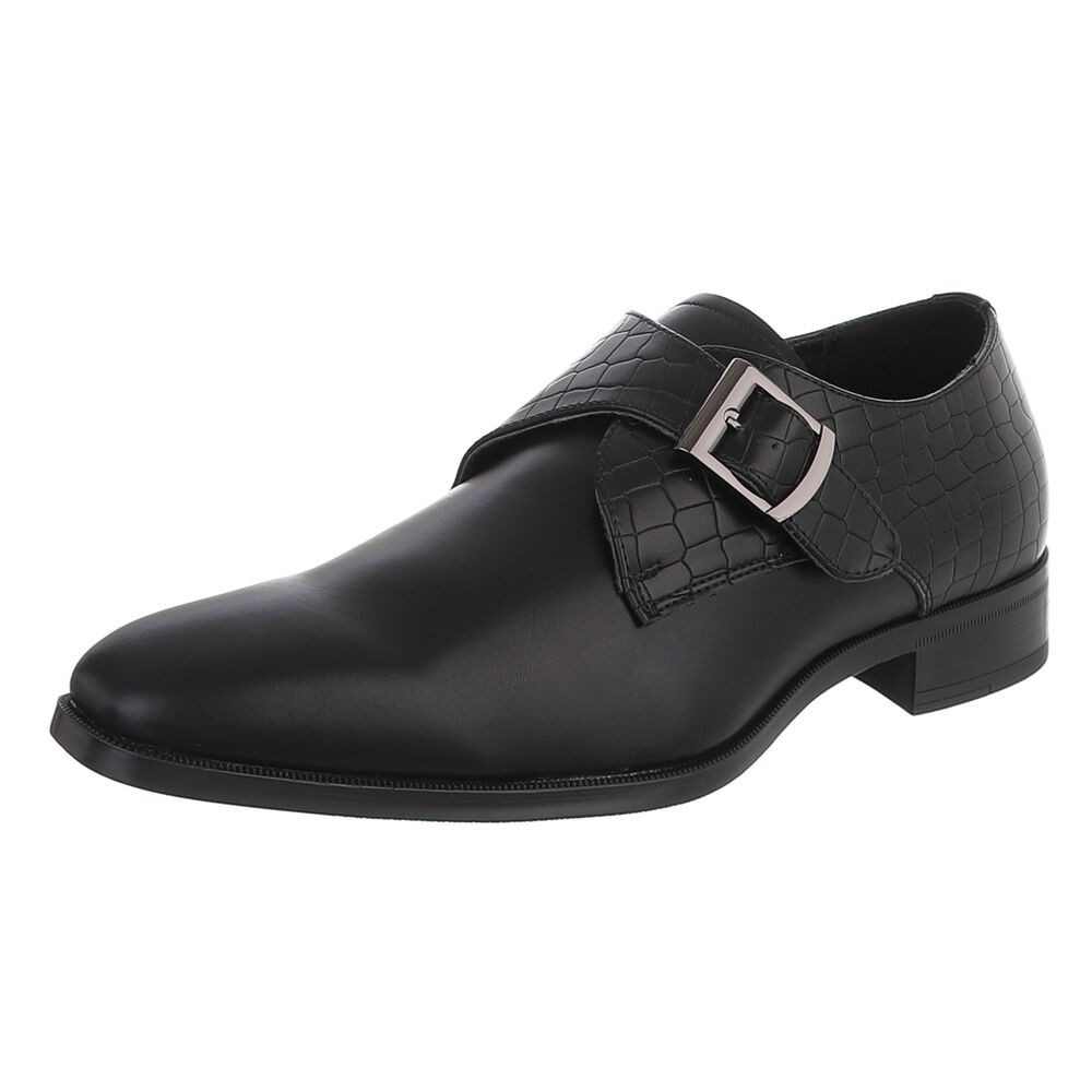 Coolwalk Herren Monkstrap Schuh mit Schnalle, elegant Schnürschuh (91917846) Blockabsatz Business-Schuhe in Schwarz