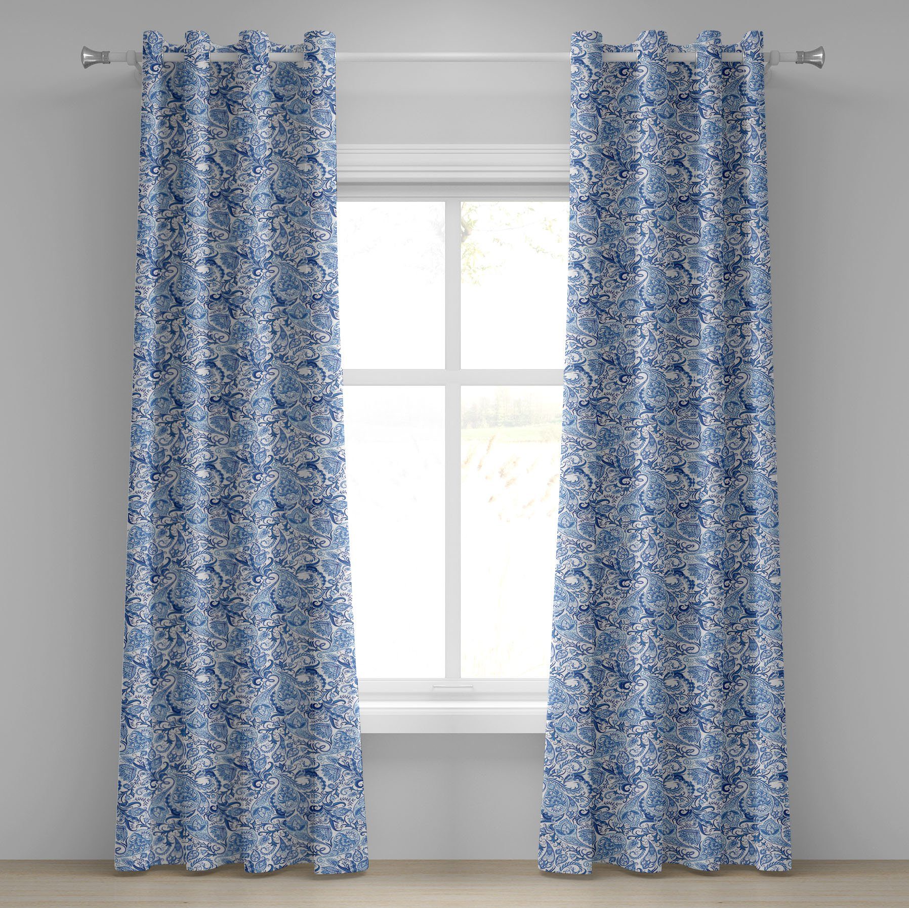 Gardine Dekorative 2-Panel-Fenstervorhänge für Schlafzimmer Wohnzimmer, Abakuhaus, Blau natürlichkeit | Fertiggardinen