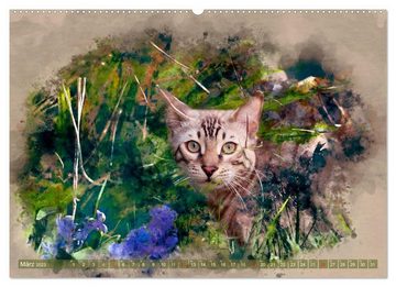 CALVENDO Wandkalender Katzenkalender mausgemalt (Premium, hochwertiger DIN A2 Wandkalender 2023, Kunstdruck in Hochglanz)