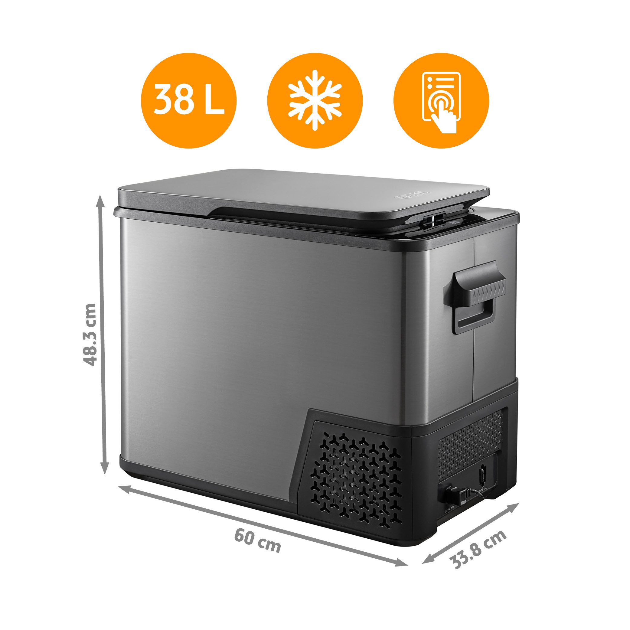TZS FIRST AUSTRIA Elektrische Kühlbox Kompressor 38L, 12V /230V Anschluss, 12-V-Stecker fürs Auto, für Camping, Festivals, Reisen, mit Kühlfunktion