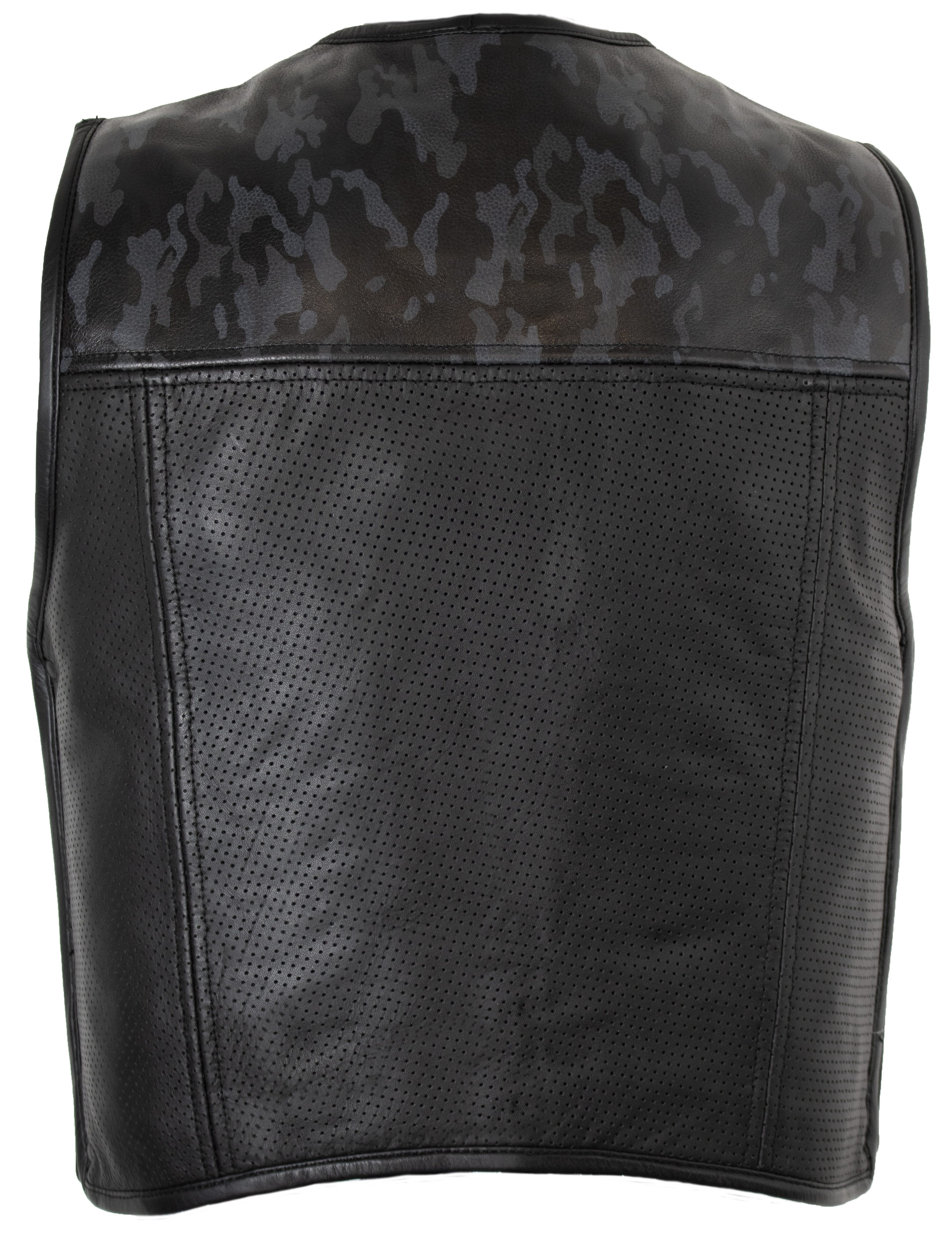 MDM Motorradweste Herren schwarz Camo Kutte mit perforierten Leder, Hunter günstig online kaufen