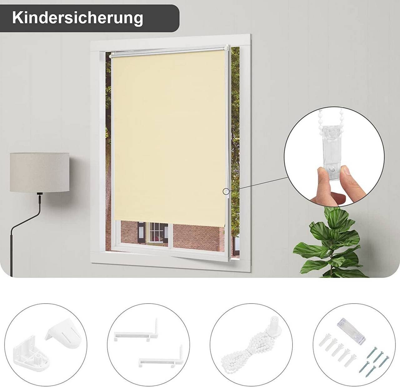 Verdunklungsrollo, Woltu, verdunkelnd, verspannt, Klemmfix, ohne Bohren easyfix