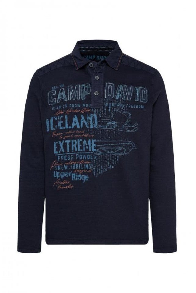 CAMP DAVID Langarm-Poloshirt mit Artworks und günstig online kaufen