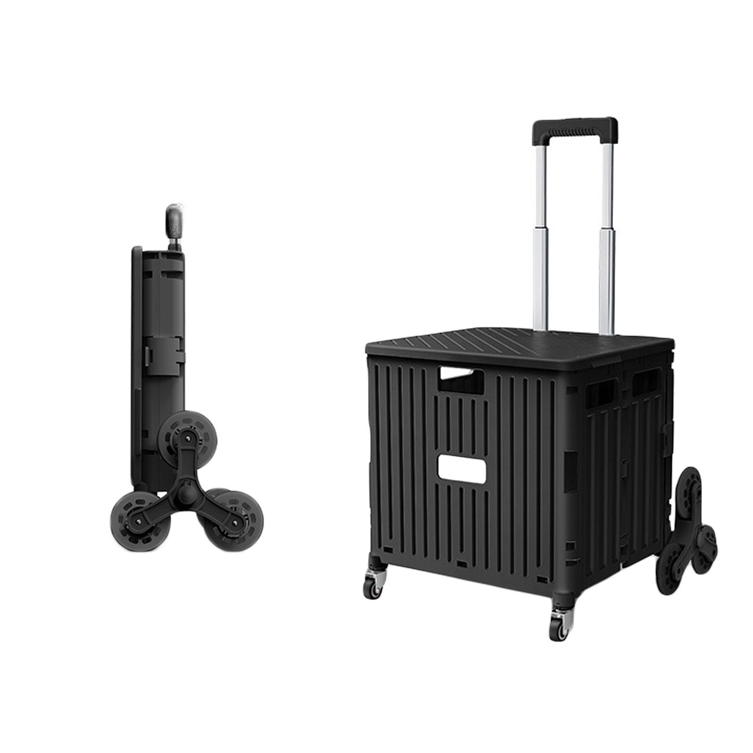 KINSI Einkaufstrolley Einkaufstrolley, Shoppingwagen, Tragbar, 360° Universalrad, 45L, Zusammenklappbar