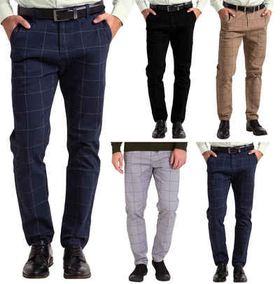 BlauerHafen Chinohose »Herren Formaler Check Hose Slim-Fit Vintage Tailored Office Business Full Pants« 4 Pockets(2 Front 2 Back), All sizes available 30''-38''