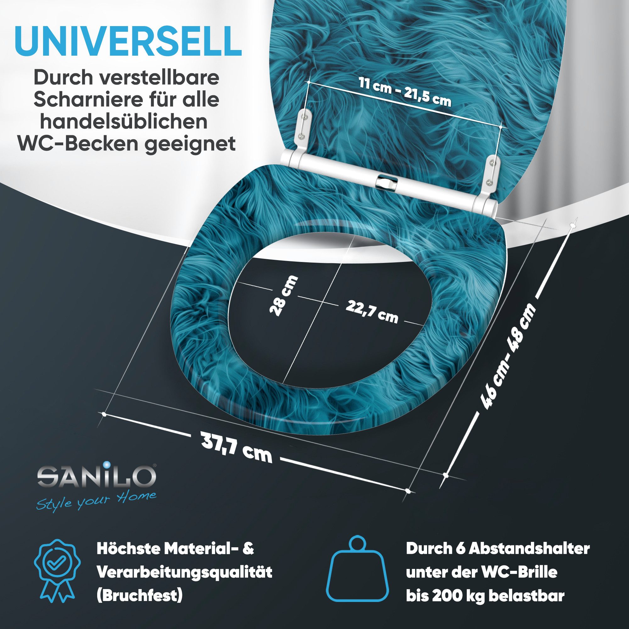 Sanilo WC-Sitz mit Absenkautomatik & Top Fix in vielen Designs, hochwertig, abnehmbar, leichte Montage von oben, mit Schraubenzieher – Bild 4 von 5
