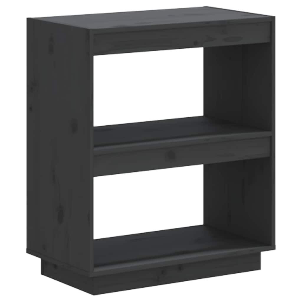 furnicato Bücherregal aus massivem Kiefernholz Grau 60 x 35 x 71 cm, 1-tlg., Stabiles Standregal mit viel Stauraum für Bücher und DVDs im Wohnraum – Bild 2 von 5
