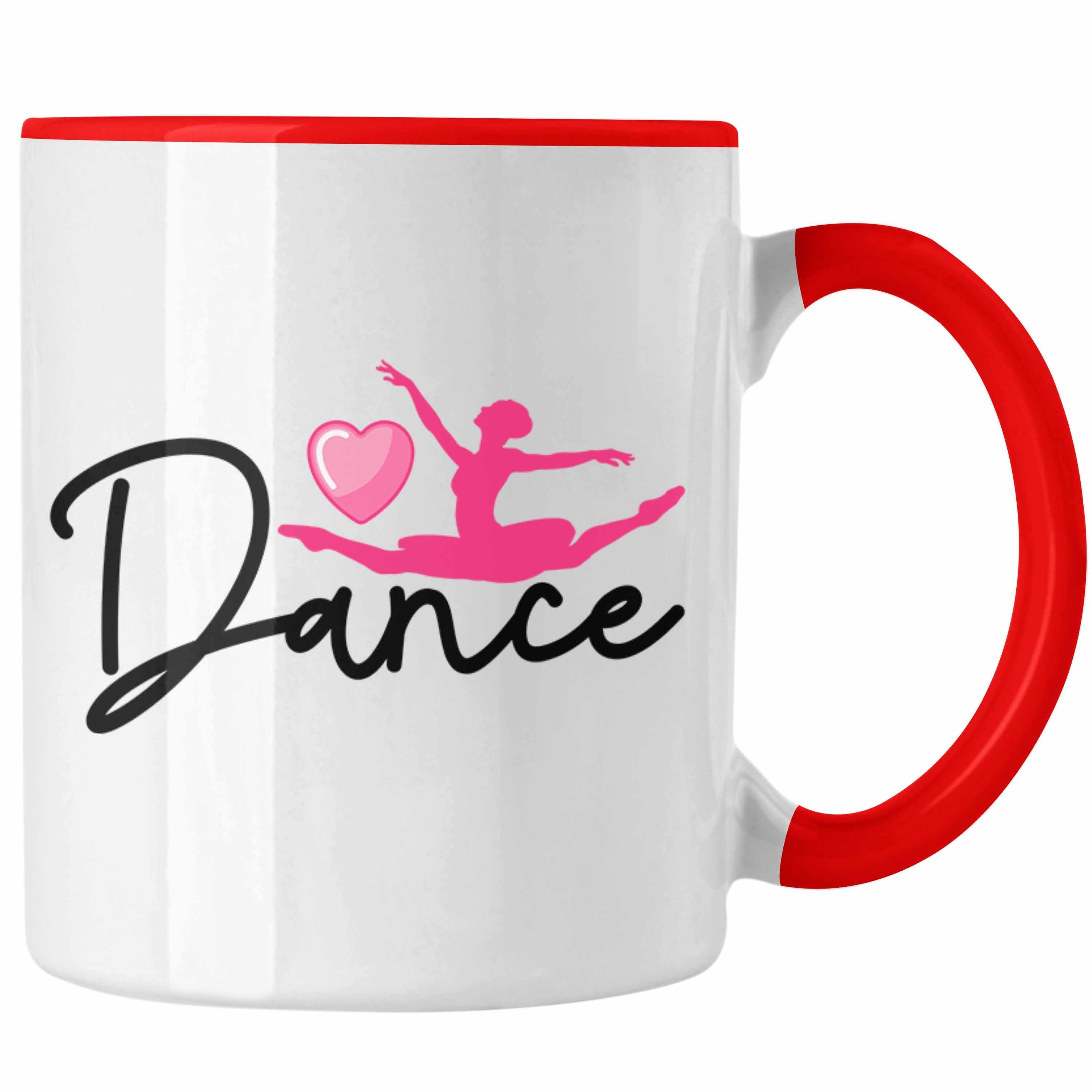 Trendation Tasse Tasse Ballett Ballerina Motiv Geschenk für Tanzliebhaber Ballerina-Fan Rot