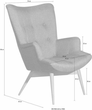 Max Winzer® Sessel Arne, in Schalenform, im Retrolook, Hochlehner