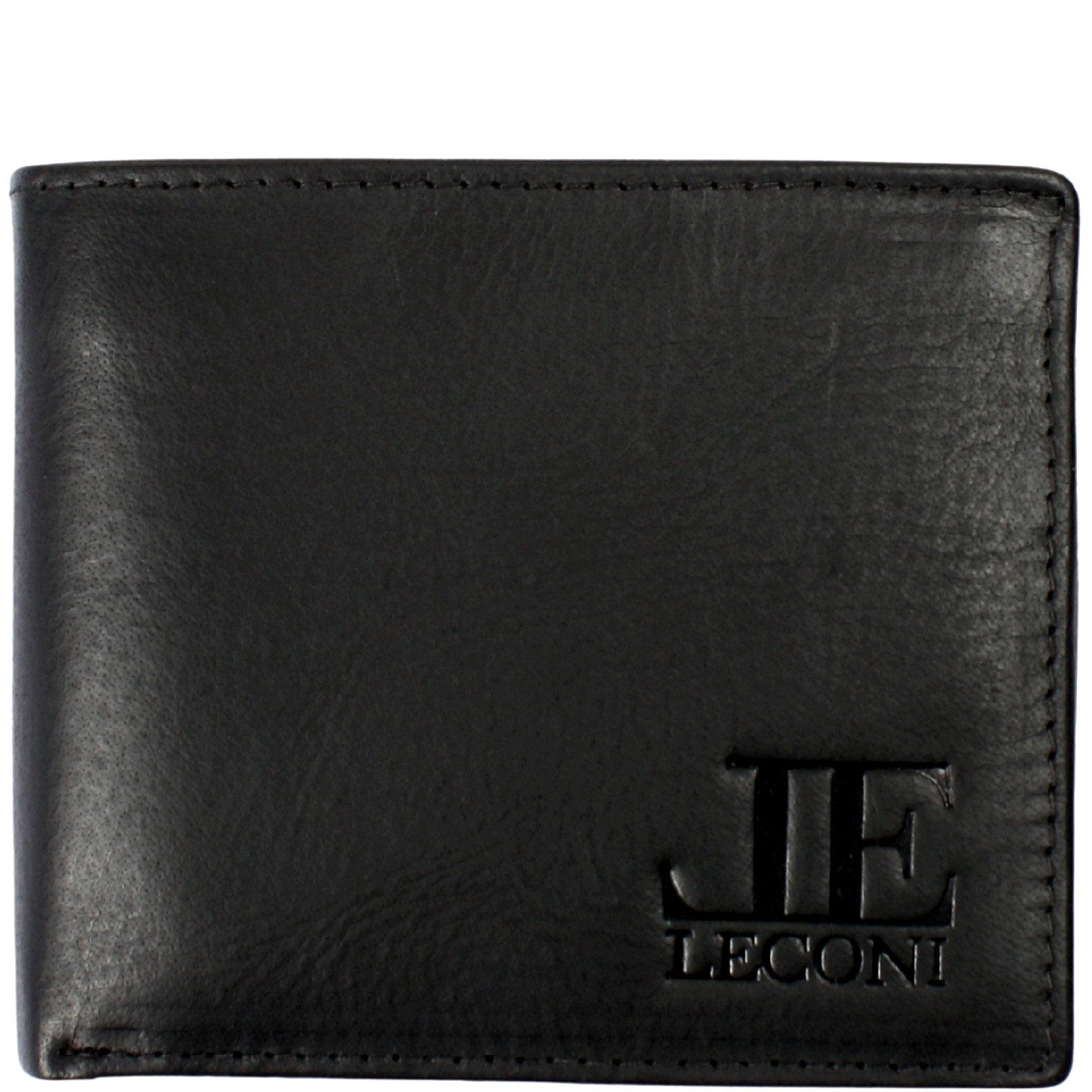 LECONI Geldbörse kompaktes Portemonnaie Herren Kartenetui RFID Portmonee Leder LE9034, 6 Kartensteckfächer, großes Münzfach + Ausweisfach, 11x9,5x2cm