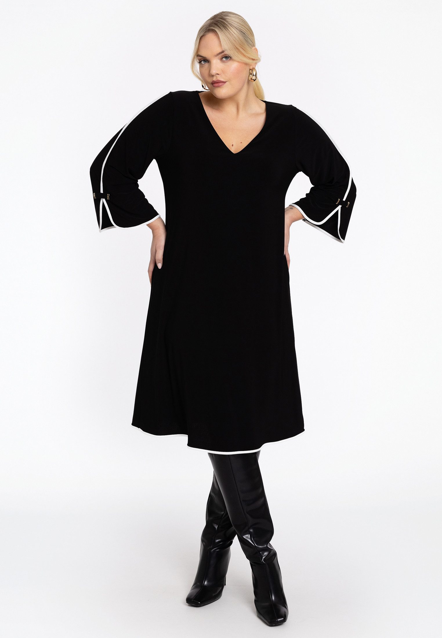 YOEK A-Linien-Kleid Damen Kleid mit Langarm günstig online kaufen