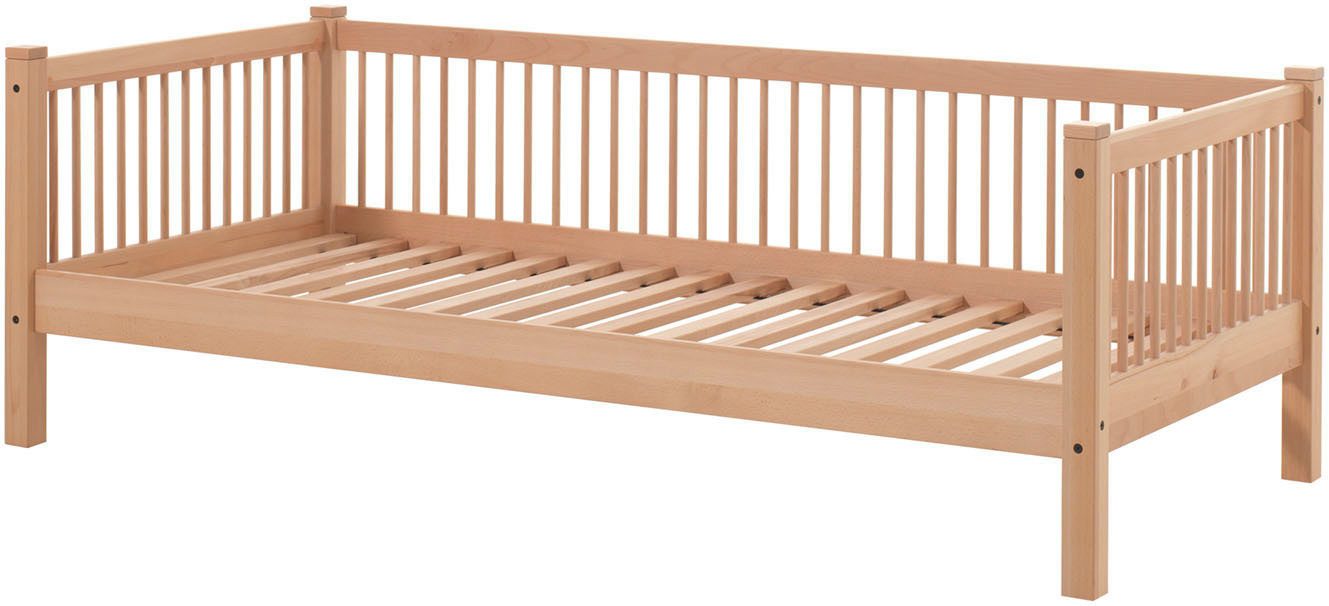 Vipack Daybett Forrest mit Sprossenumrandung Ideal als Einzel- oder Gästebett, stabil und hochwertig gebaut, massiv Buche natur lackiert