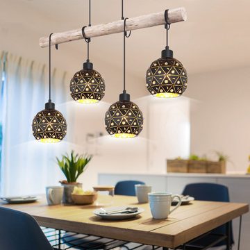 etc-shop LED Pendelleuchte, Leuchtmittel inklusive, Warmweiß, Farbwechsel, Vintage Hängeleuchte Esstischlampe Holzbalken