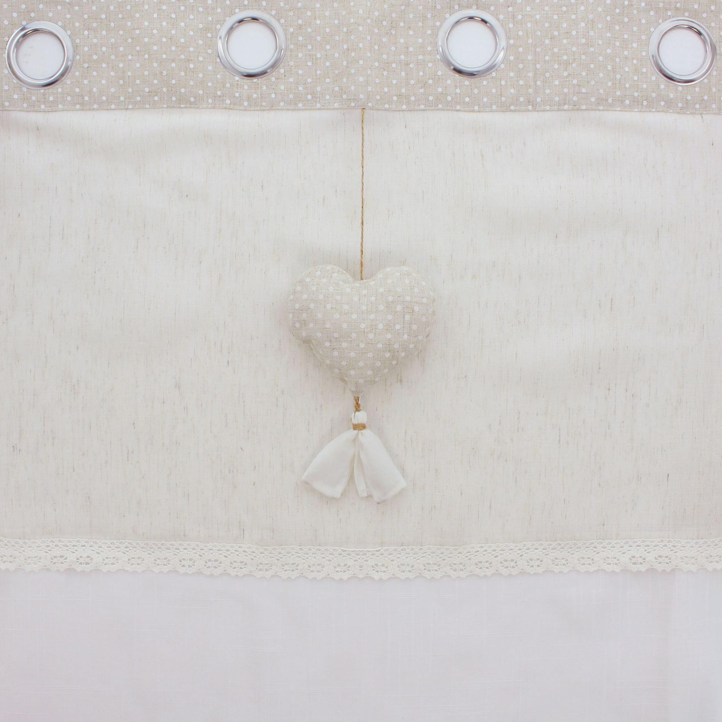 Frank Flechtwaren Vorhang Dekoschal Herzhänger 140x240cm creme Häkelborte