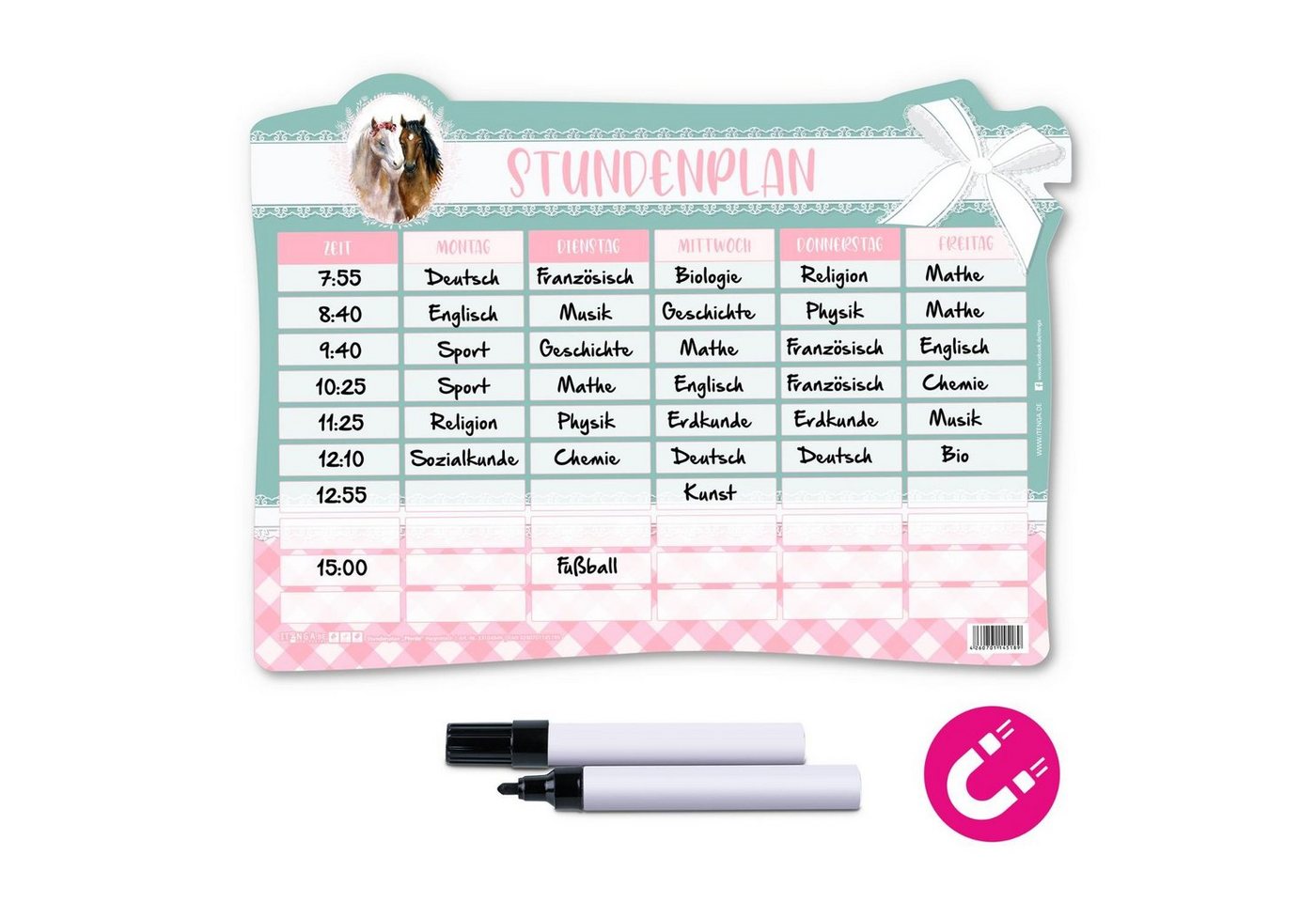 Thumbnail - itenga Schülerkalender itenga Stundenplan magnetisch Motiv Pferde 31 x 22,5cm