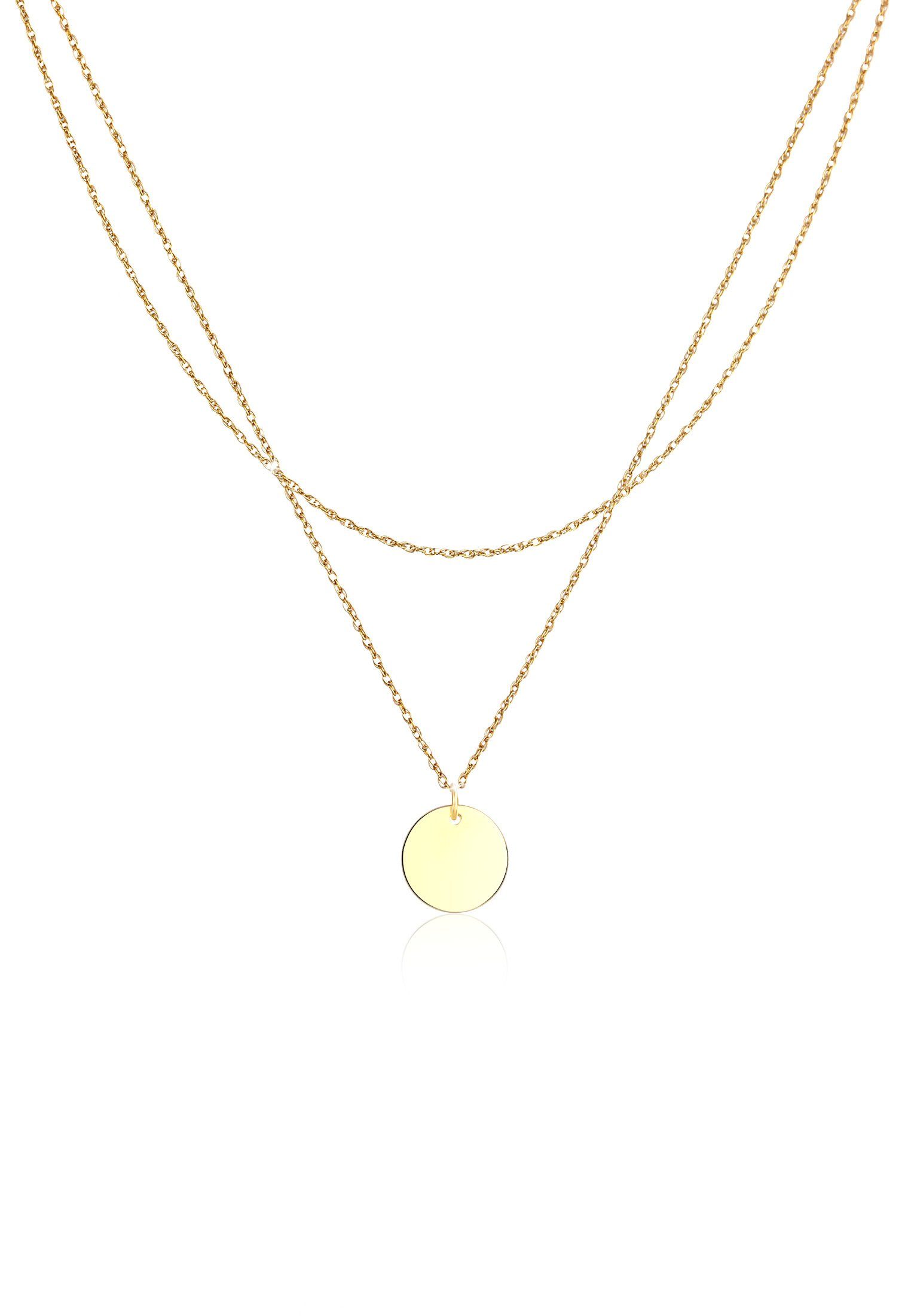 ELLI Ketten-Set Layering Plättchen Kreis Geo 925 Silber Kreis mehr