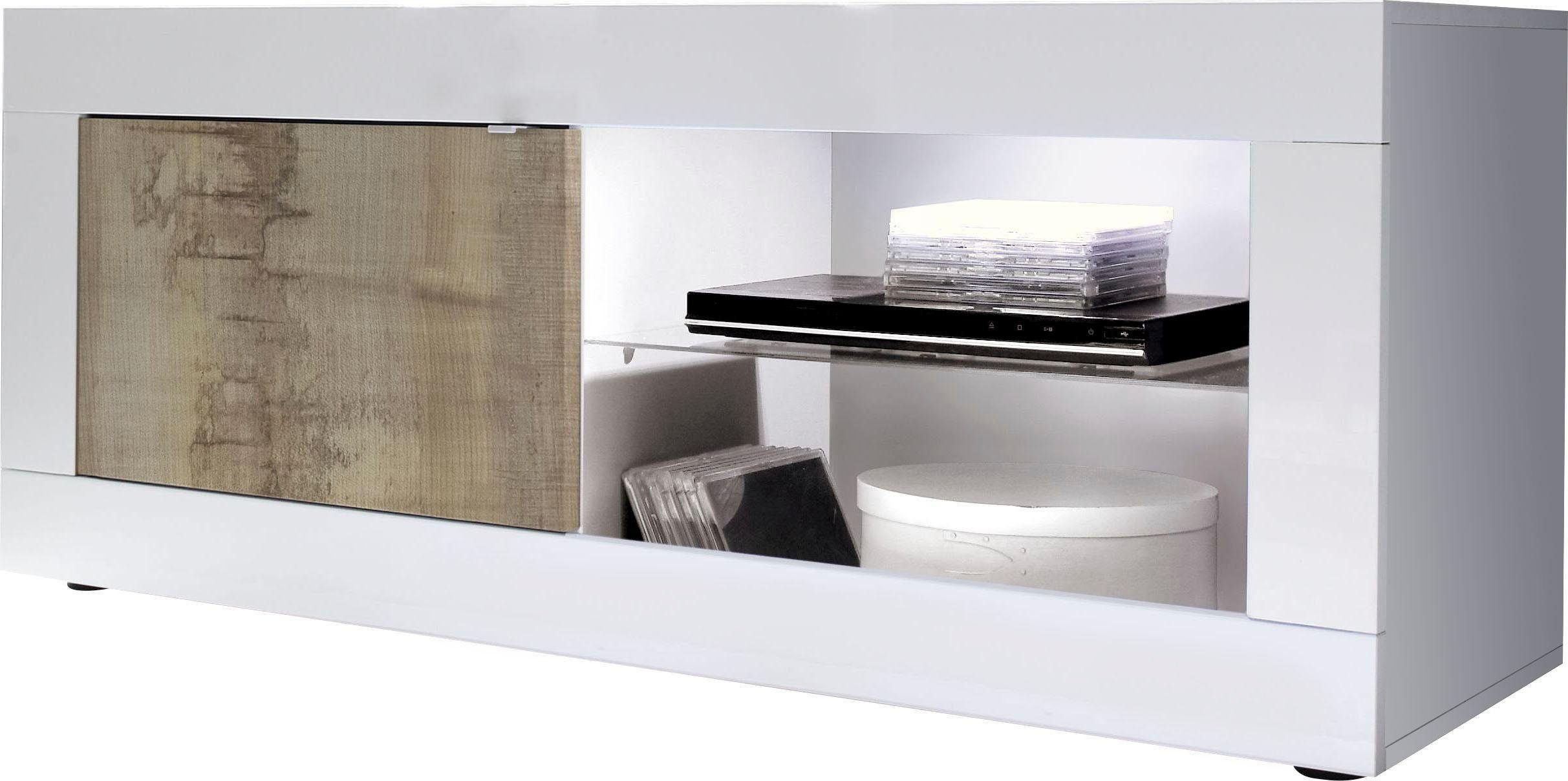 INOSIGN Lowboard Basic Breite 140 cm, TV-Board 1 Tür, 2 offene Fächer (Glas günstig online kaufen