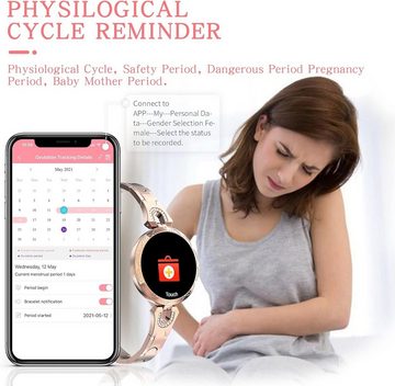 findtime Smartwatch (1,08 Zoll, Android, iOS), für Damen mit Herzfrequenzmonitor und Fitness-Tracker,IP68 Wasserdicht