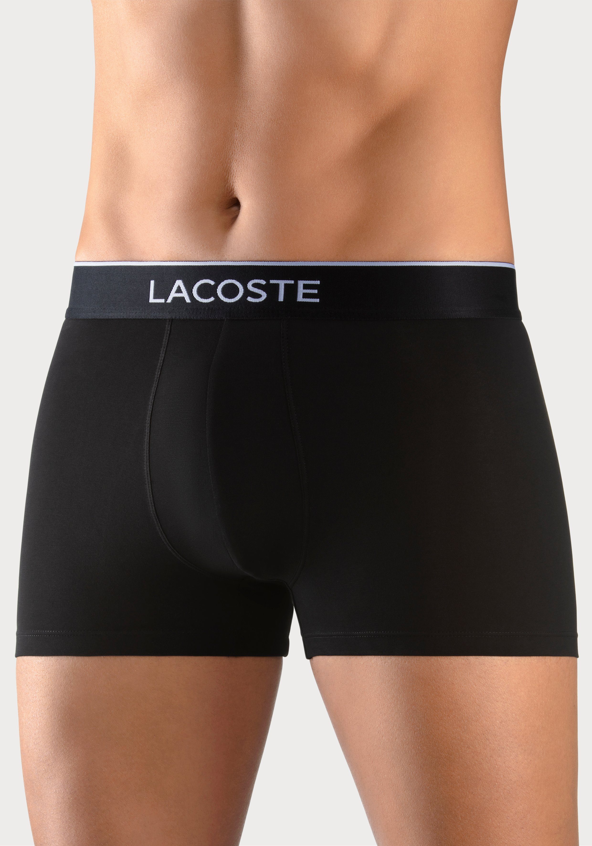 Lacoste 3-St., (Packung, aus Material Boxershorts weiß, grau-meliert 3er-Pack) Premium Trunk atmungsaktivem eng schwarz, Herren Lacoste