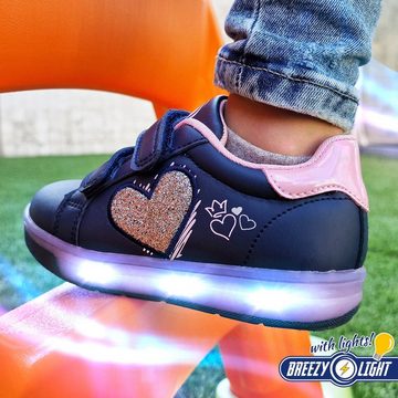 BREEZY LIGHT Breezy Sneaker 2196111 LED Leuchtsohle Schuhe Atumgsaktiv Sneaker atmungsaktive Material, LED Leuchtsohle, mit Klettverschluss