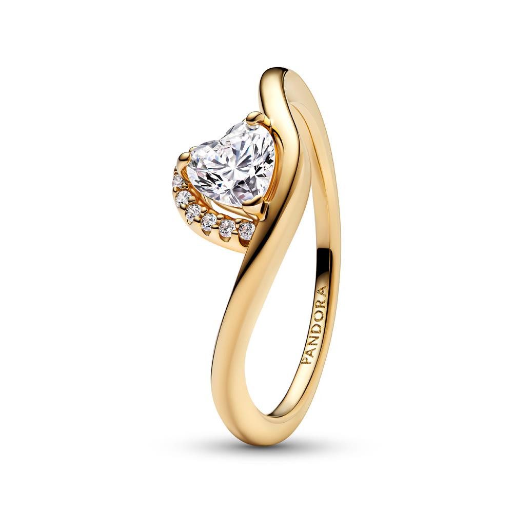 Pandora Fingerring Welliges Herz Damenring Timeless, IP Gold, Zirkonia von PANDORA