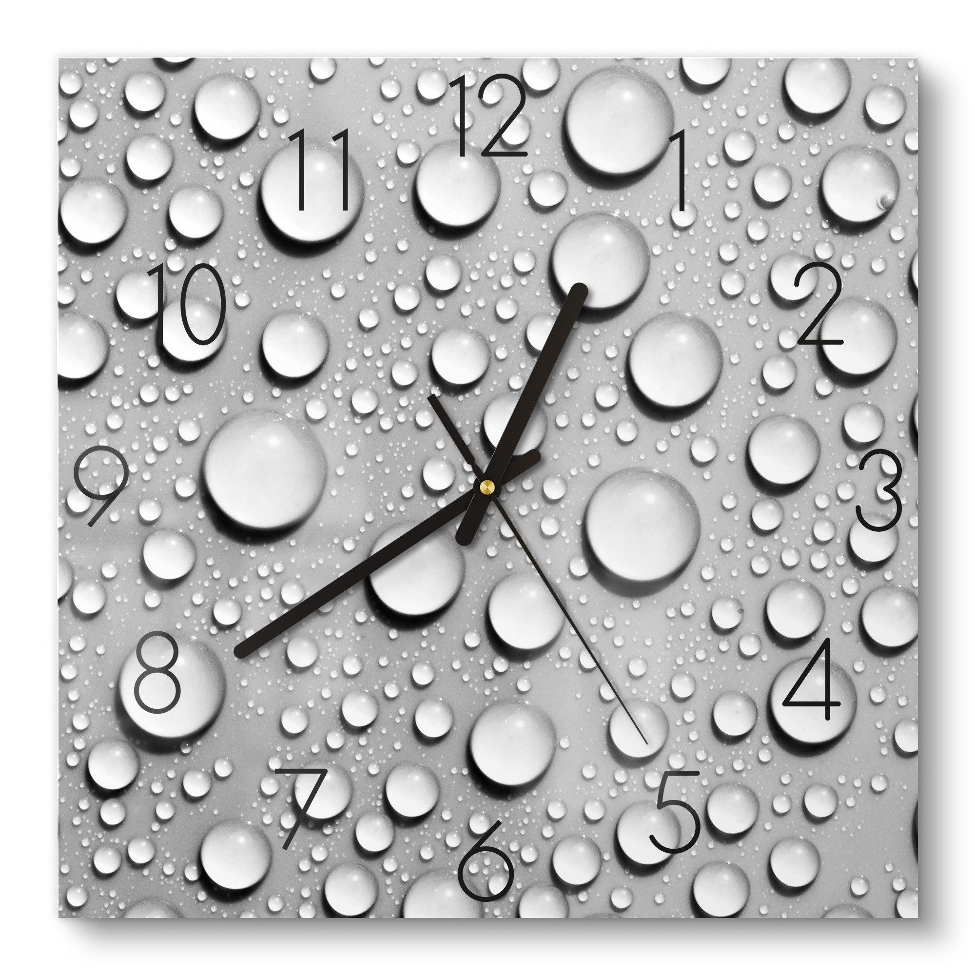DEQORI Wanduhr 'Tanz der Wasserperlen' (Glas Glasuhr modern Wand Uhr Design Küchenuhr)