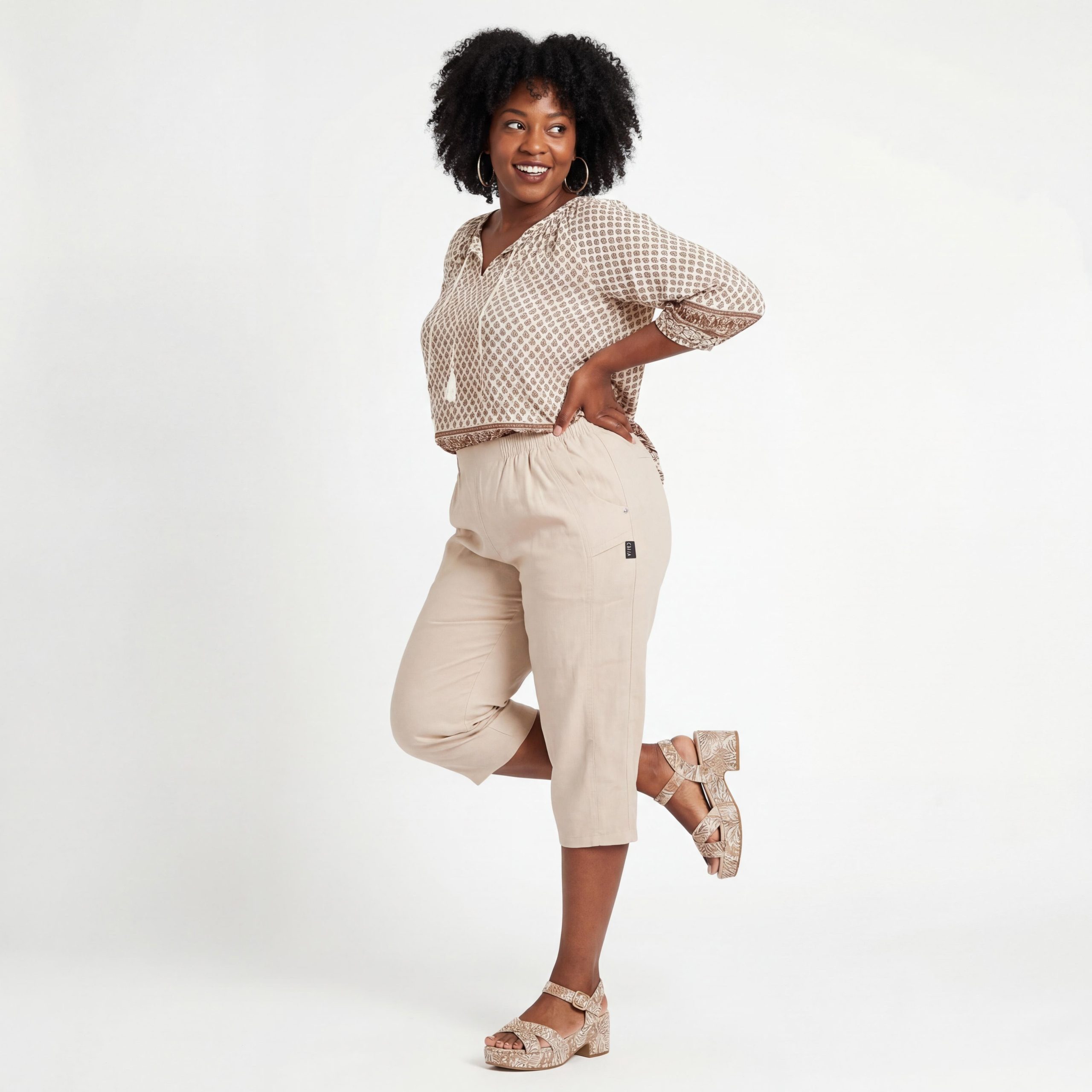 OriginalYou Caprihose Damen Sommerhose mit Stretch 7/8 Capri Schlupfhose bequemer Stretchbund, in den Größe 36 bis 50 erhältlich