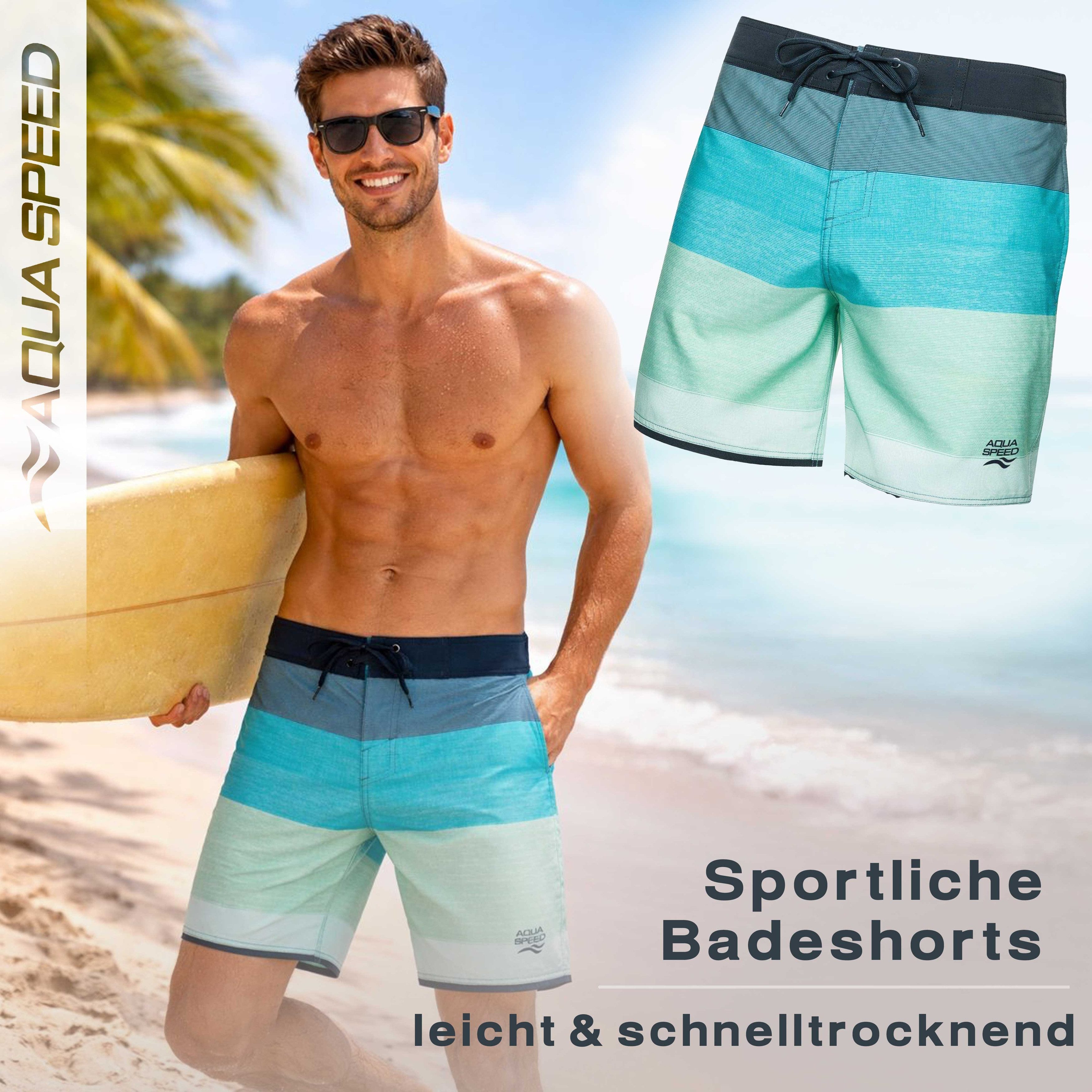 Aqua Speed Boardshorts (NOLAN Badeshorts Badehose Strandhose Schwimmhose Herren) Angenehmes Material bietet hohen Tragekomfort bei warmem Wetter