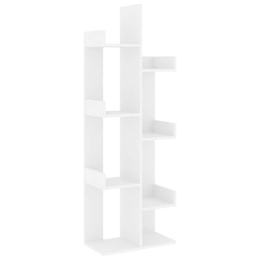 furnicato Bücherregal Weiß 48 x 25,5 x 140 cm aus Holzwerkstoff, 1-tlg., Stabiles Standregal mit 8 Fächern und Wandhalterung für das Büro