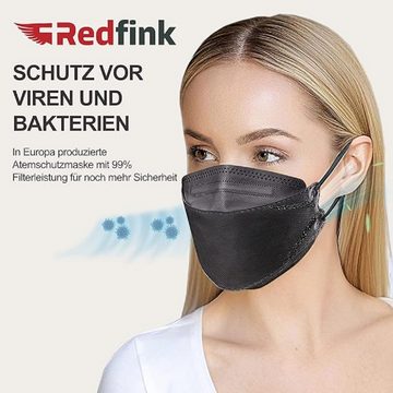 Redfink Gesichtsmaske FFP2 Maske Fischform 40 Stück Schwarz