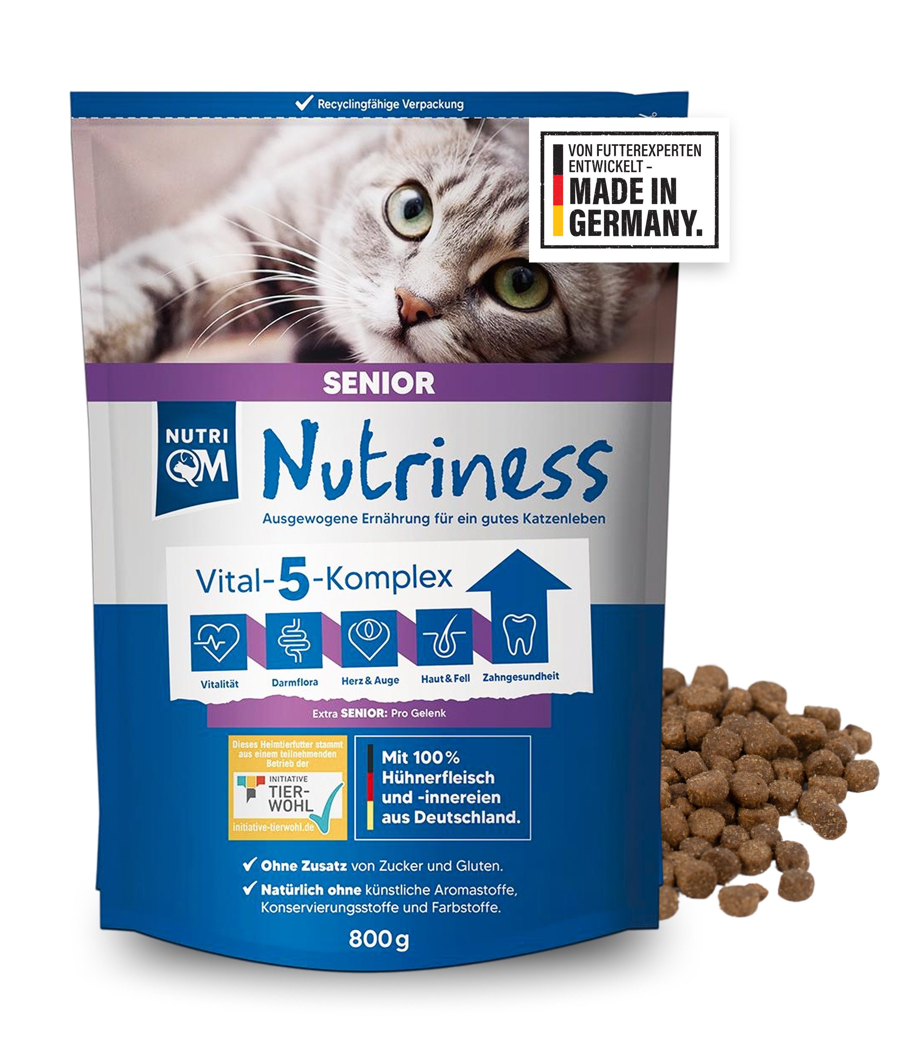 NutriQM Katzentrockenfutter Nutriness Senior Huhn, Trockenfutter für: Katzen