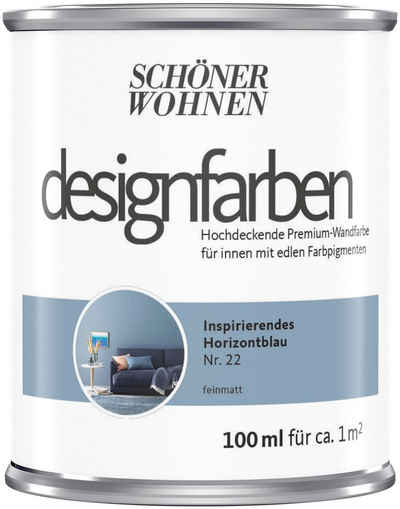 SCHÖNER WOHNEN-Kollektion Wand- und Deckenfarbe Designfarben, 100 ml, Inspirierendes Horizontblau Nr. 22, hochdeckende Premium-Wandf
