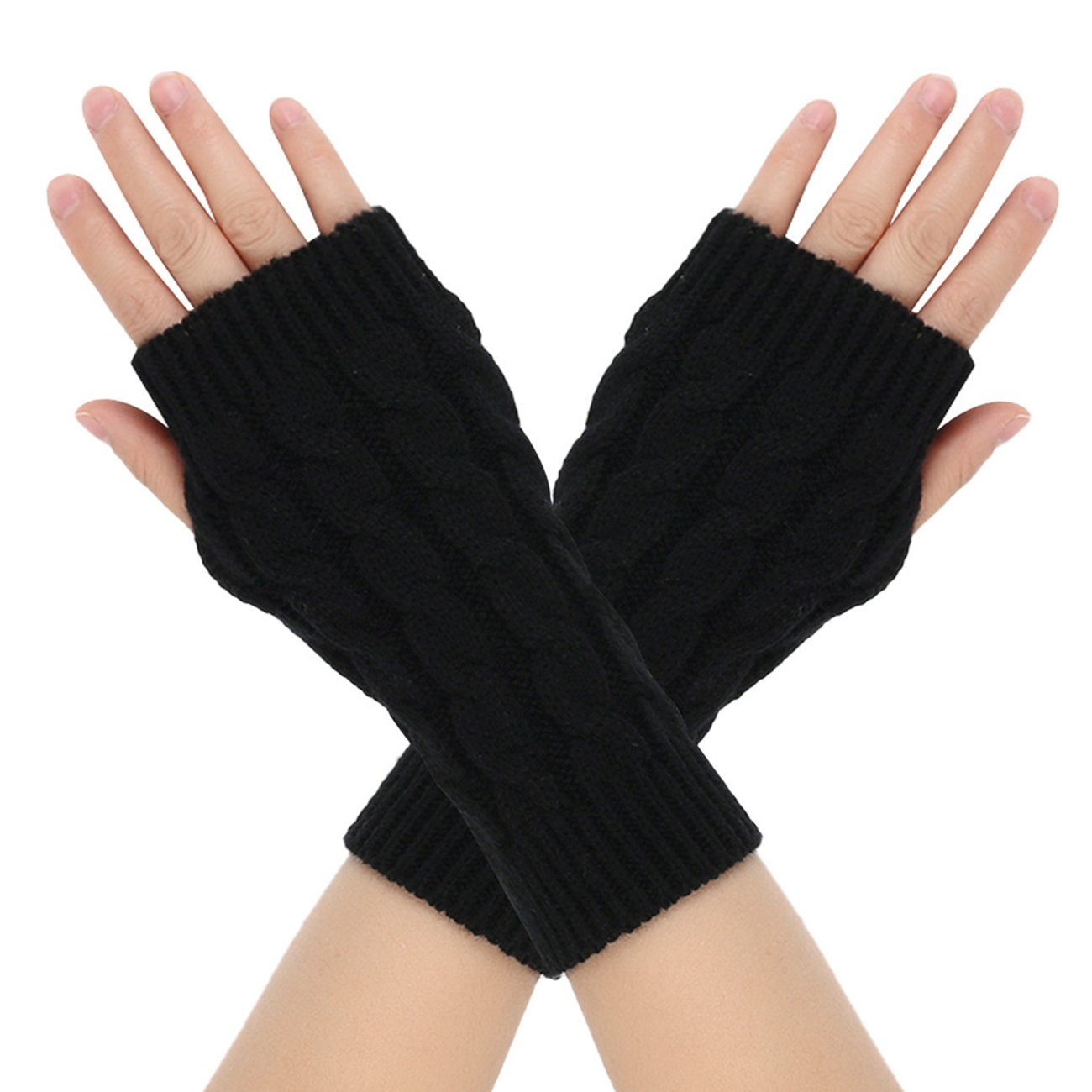 1 Handschuhe warme Schwarz Handschuhe Strickhandschuhe Paar ZanMax Winter gestrickte
