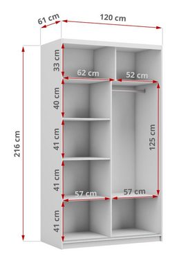 MKS MÖBEL Kleiderschrank WALENCJA weißer Schiebeschrank, mit Spiegel oder Lacobel, Kleiderschrank