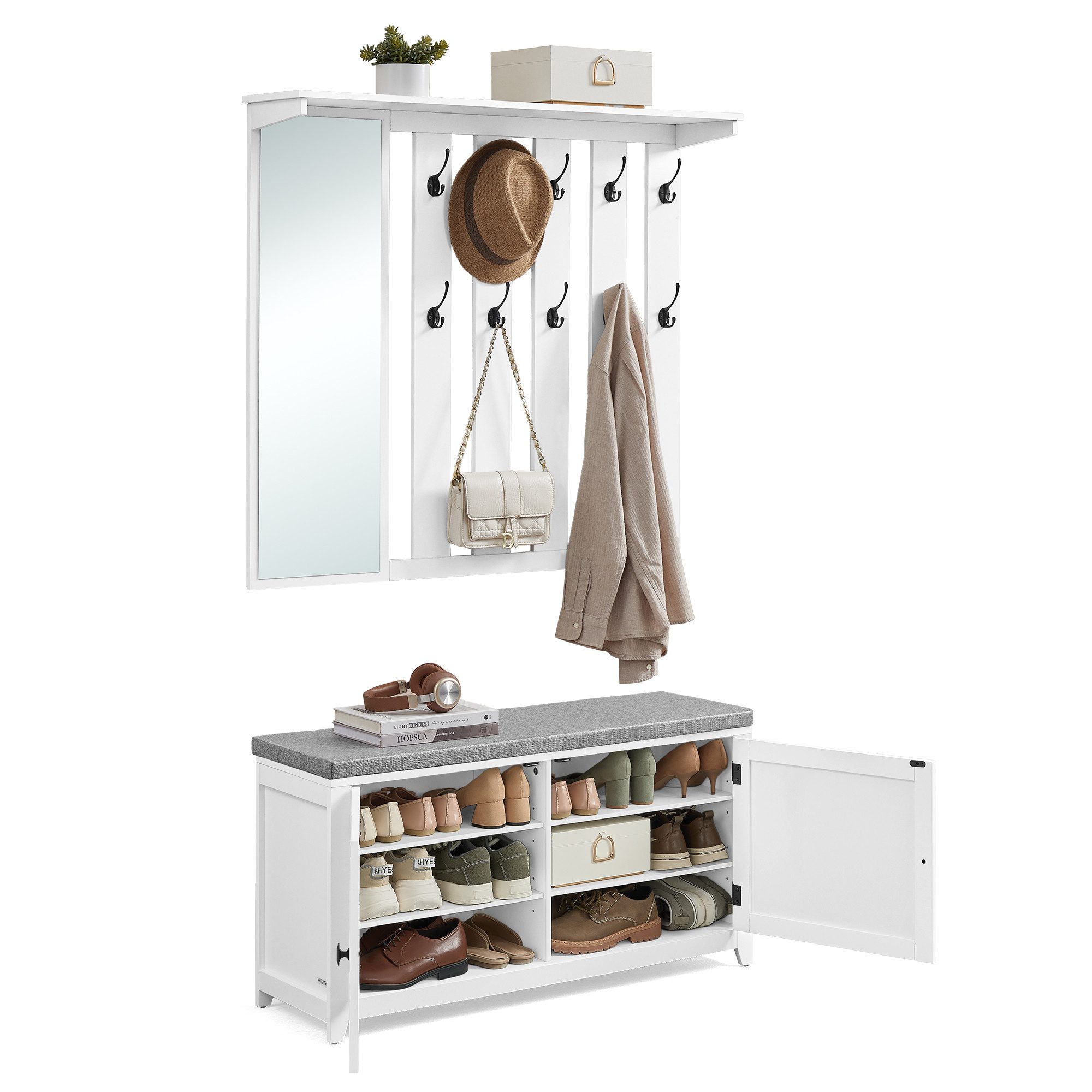 VASAGLE Schuhbank, Schuhbank Wandgarderobe Set, Garderobe günstig online kaufen