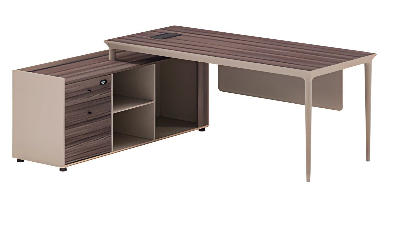 Xlmoebel Eckschreibtisch Beiger Schreibtisch aus Massivholz mit Stauraum von XLMOEBEL, Made in Europa