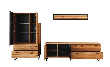 MCA furniture Wohnwand Wohnwand Anbauwand Arezzo 1, Wildeiche massiv / anthrazit, 3-teilig, (3-St)