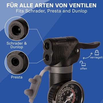 EVEREST FITNESS Luftpumpe Kompakte Fahrradluftpumpe für verschiedene Ventile (1-tlg), Mini Fahrradpumpe für alle Ventile - Rennrad, MTB & eBike