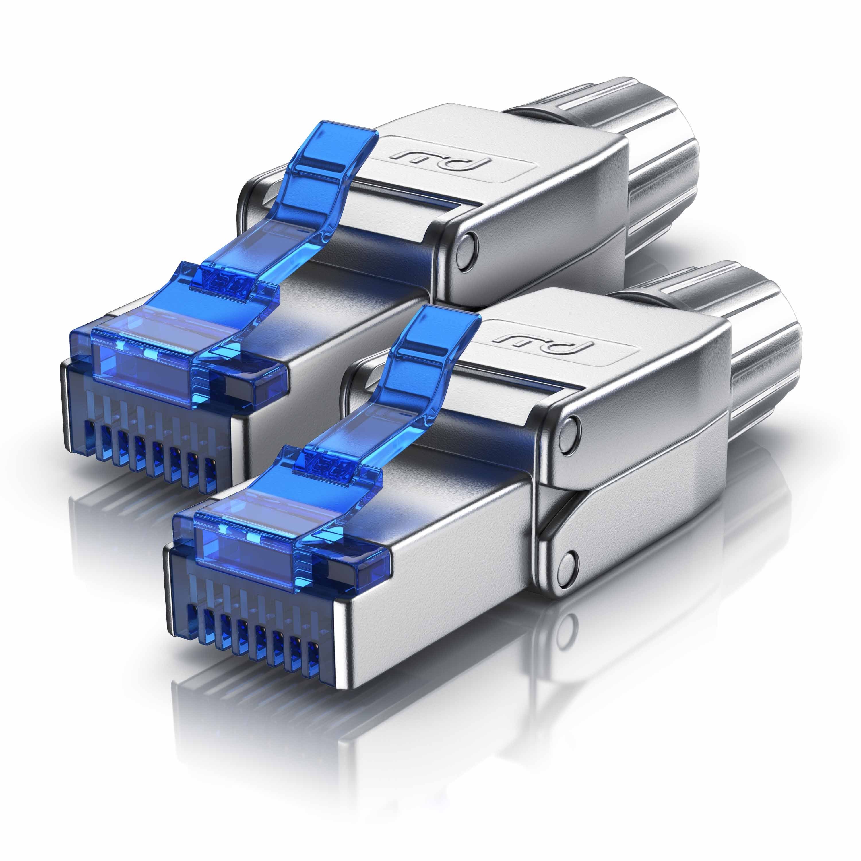 Primewire Netzwerkstecker RJ45 CAT 8, Gigabit Ethernet LAN Kabel, 40 Gbit/s Netzwerk-Adapter RJ-45 (Ethernet) zu Netzwerkkabel, Werkzeuglose Crimpstecker, Steckverbinder für Netzwerk- & Verlegekabel