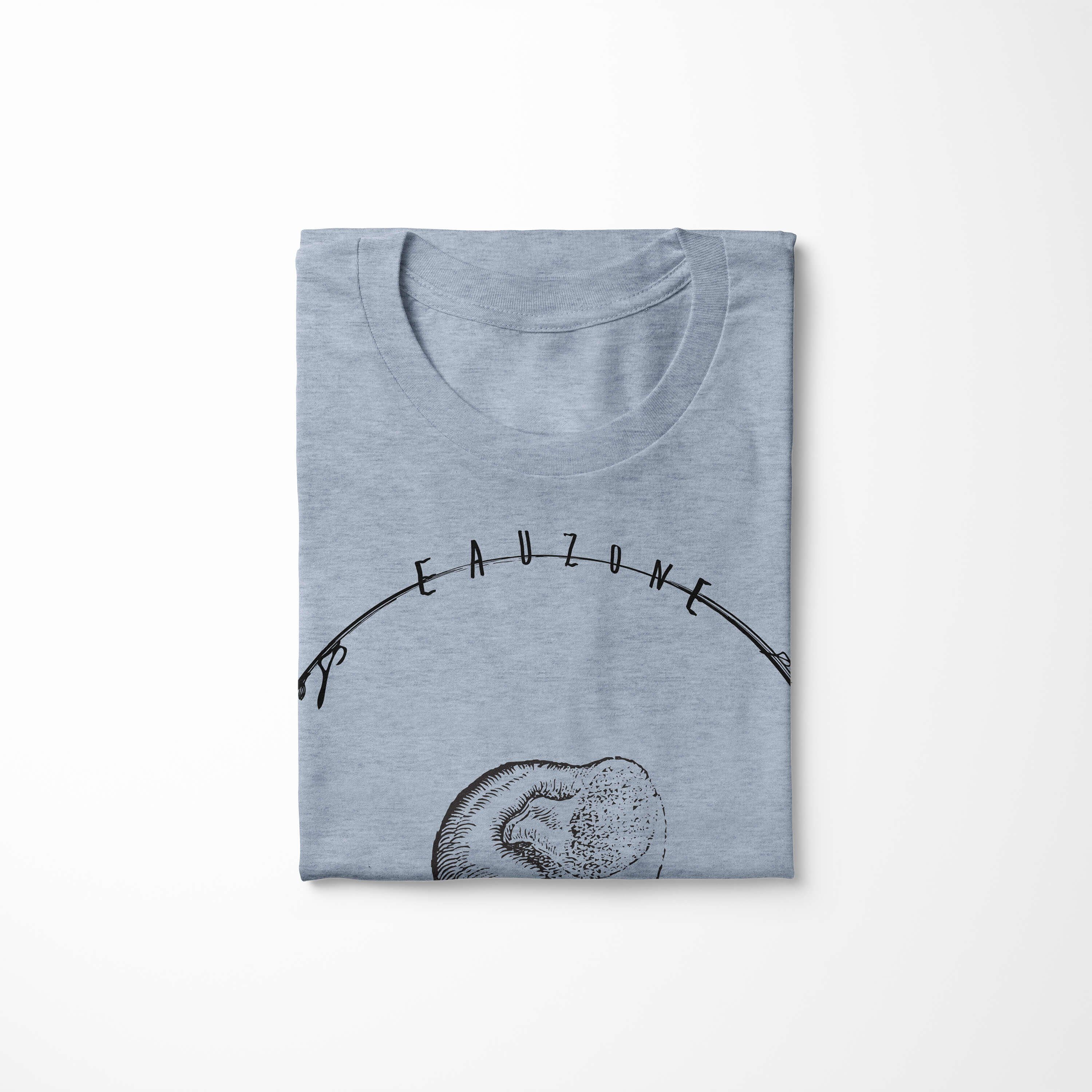 Sinus Art Denim Schnitt / Sea feine sportlicher Serie: Struktur T-Shirt Fische T-Shirt 003 Tiefsee und Creatures, Sea - Stonewash