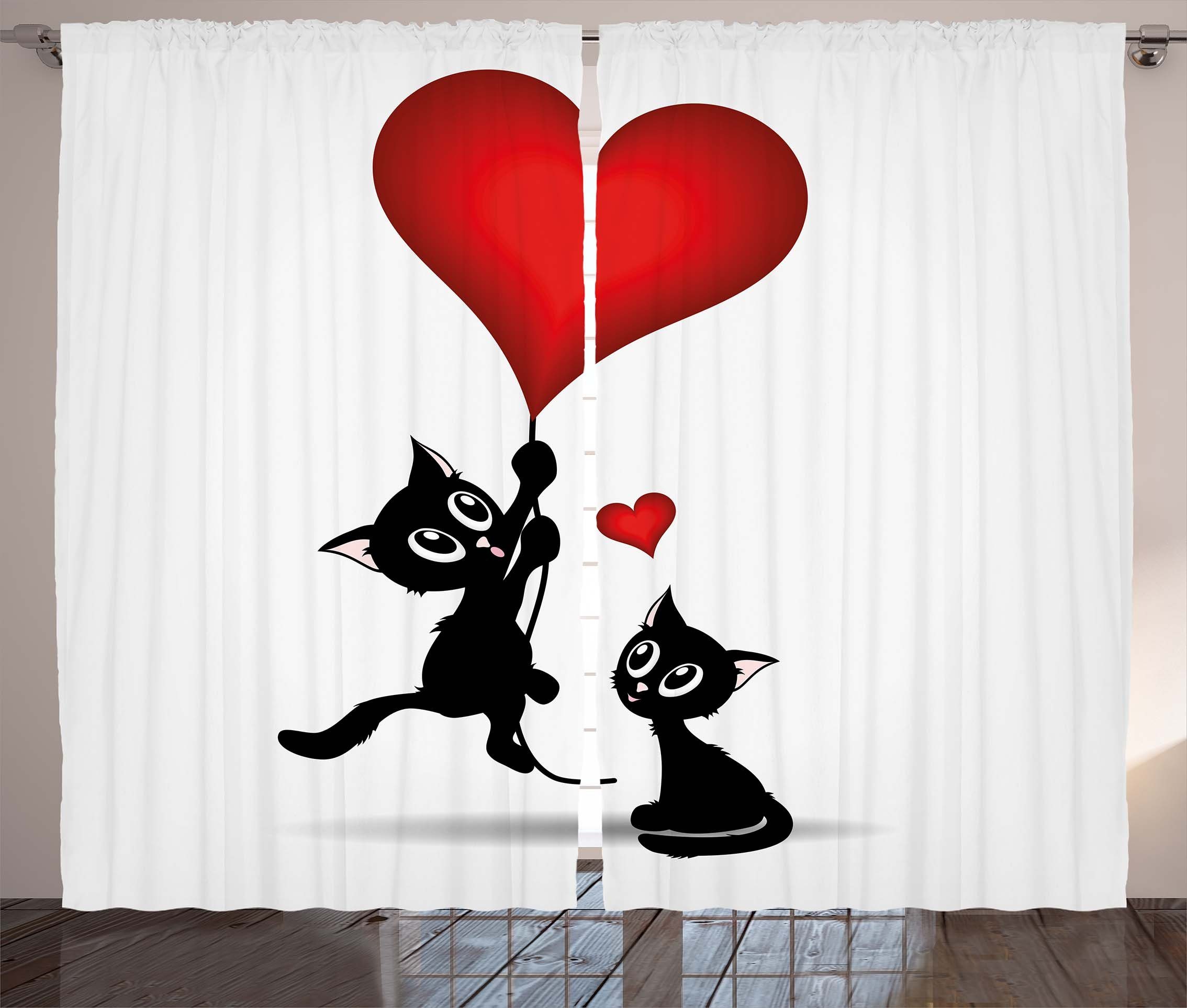 Baby-Katzen-Ballone mit Valentines Abakuhaus, Kräuselband Gardine Vorhang Schlaufen Haken, Schlafzimmer und
