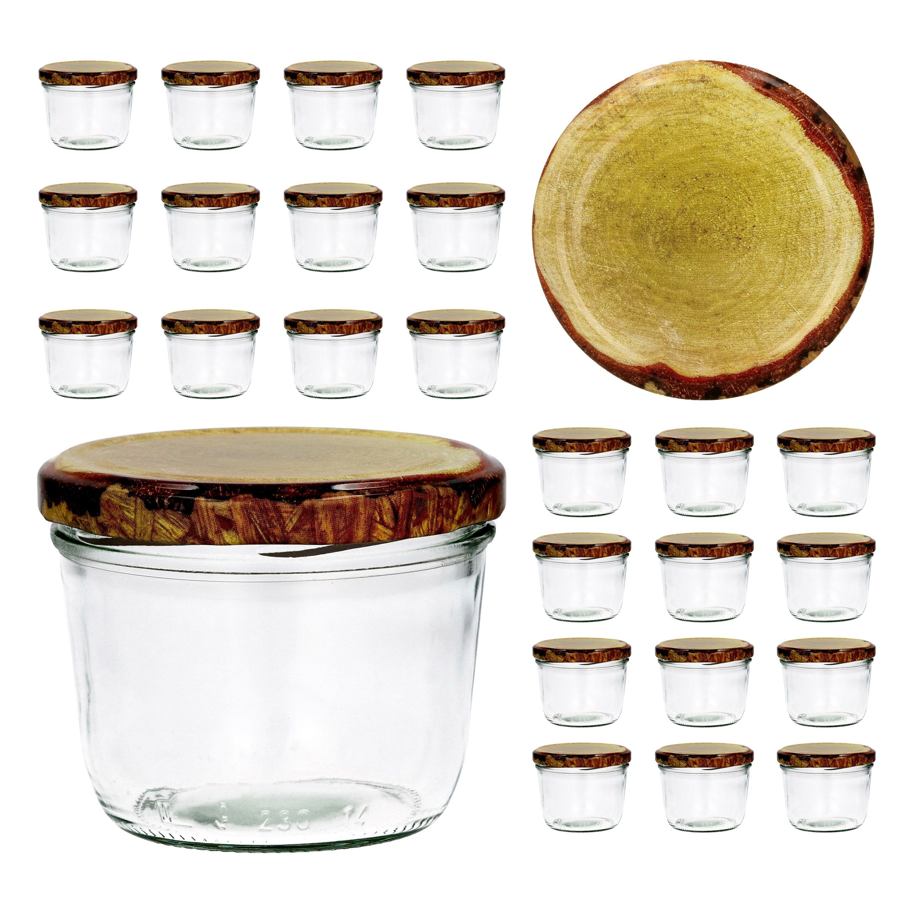 MamboCat Einmachglas CAPCRO 25er Set Sturzglas 230 ml To 82 Holzdekor Deckel, Glas | Einmachgläser